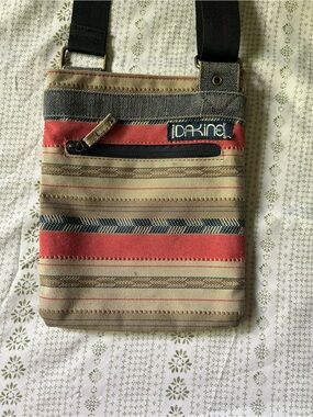 Dakine Beige and Red Striped Crossbody Messenger Bag